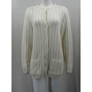 Vintage College Point‎ Sweater Womens XL Cable Knit Cardigan Grandma Heritage